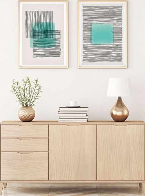Ahşap Çerçeveli Modern Tablo Seti Huhu141