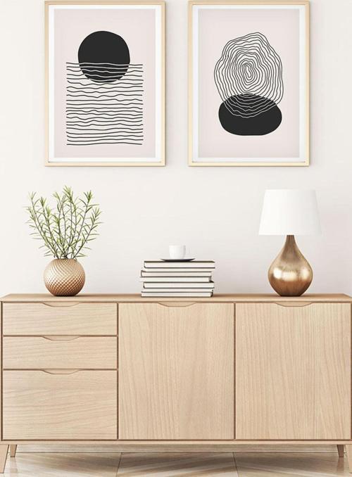 Ahşap Çerçeveli Modern Tablo Seti Huhu138