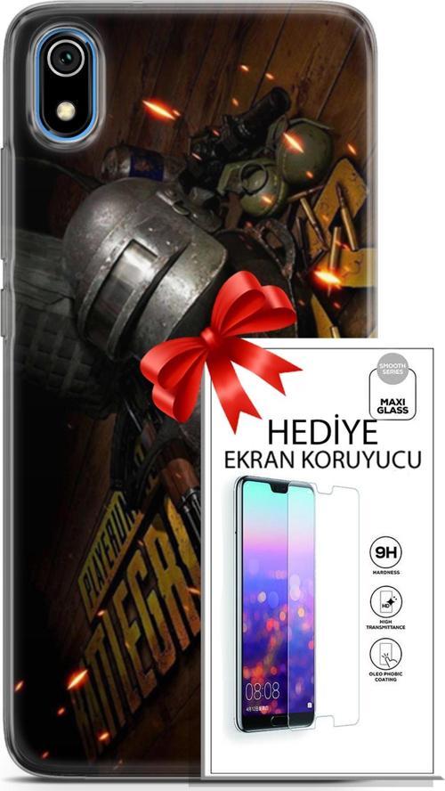 Xiaomi Redmi 7A Kılıf Orijinal Seri Pubg 18 Tabela Parlak Kılıf + Ekran Koruyucu Full Korumaketi