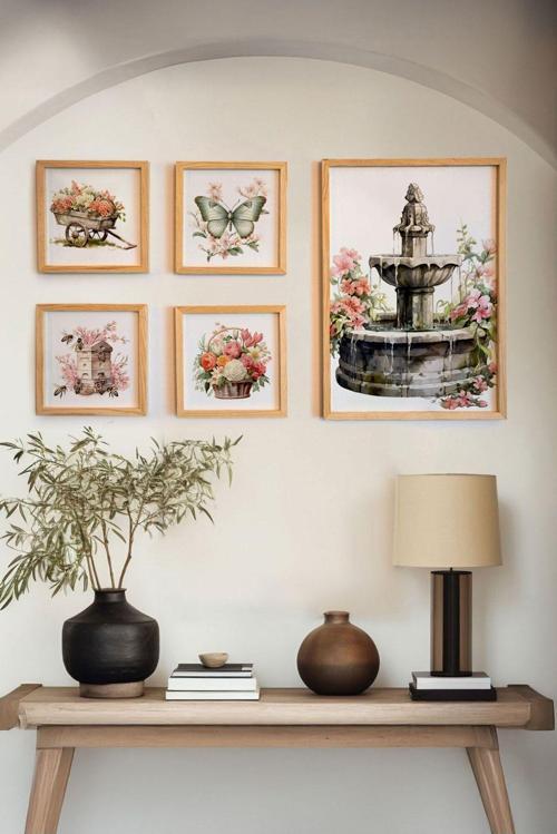 Ahşap Çerçeveli 5 Parça Set Tablo Huhu464