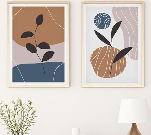 Ahşap Çerçeveli Modern Tablo Seti Huhu40