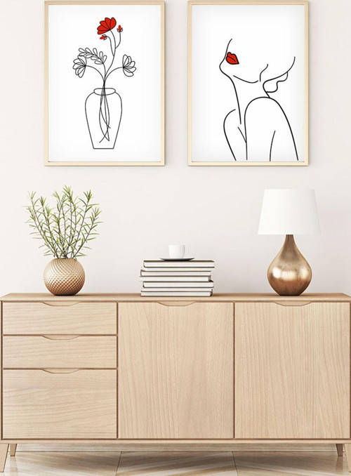 Ahşap Çerçeveli Minimalist Tablo Set