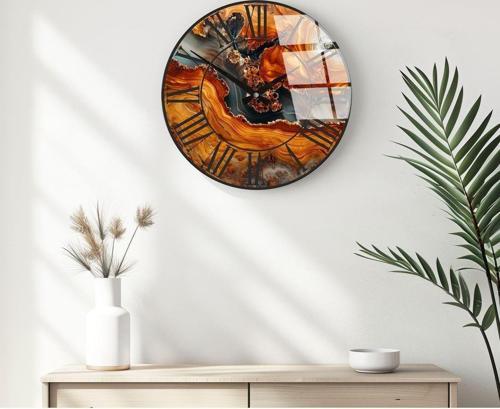 Modern Tasarımlı Cam Duvar Saati Huhu329
