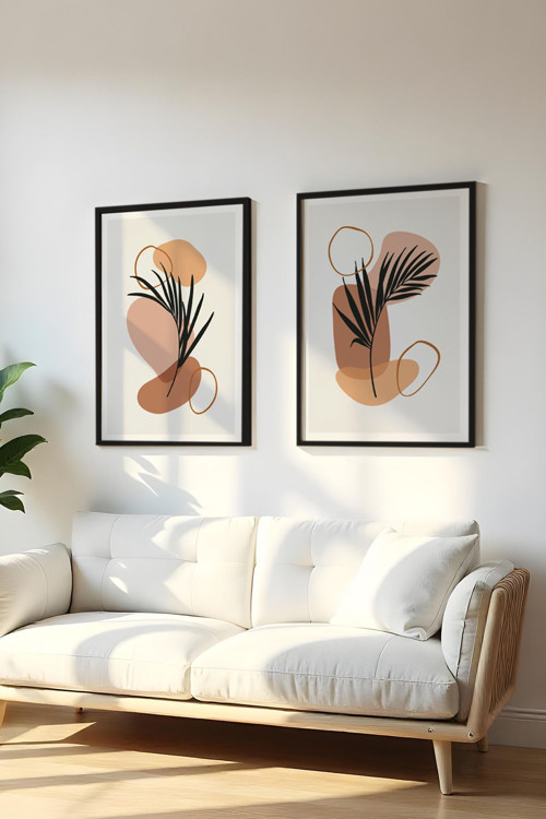 Ahşap Siyah Çerçeveli 2 Parça Set Tablo Huhu127