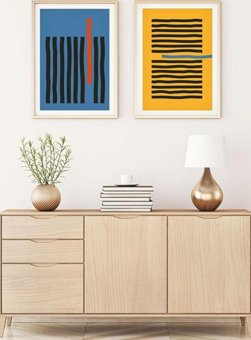 Ahşap Çerçeveli Modern Tablo Seti Huhu128