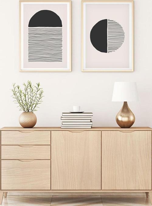 Ahşap Çerçeveli Modern Tablo Seti Huhu143