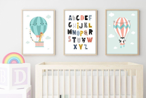 Ahşap Çerçeveli Çocuk Odası Tablo Set