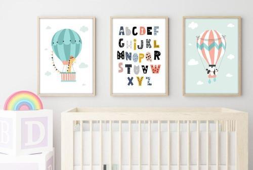 Ahşap Çerçeveli Çocuk Odası Tablo Set