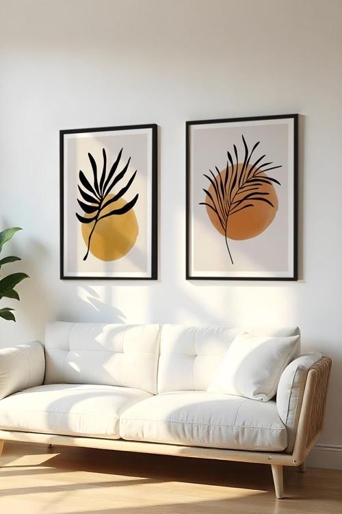 Ahşap Siyah Çerçeveli 2 Parça Set Tablo Huhu98