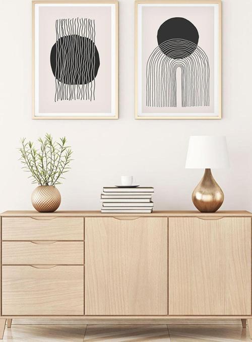 Ahşap Çerçeveli Modern Tablo Seti Huhu137