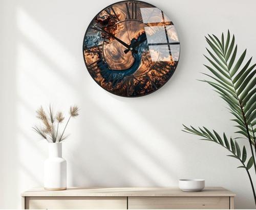 Modern Tasarımlı Cam Duvar Saati Huhu327