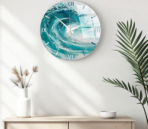 Modern Tasarımlı Cam Duvar Saati Huhu346
