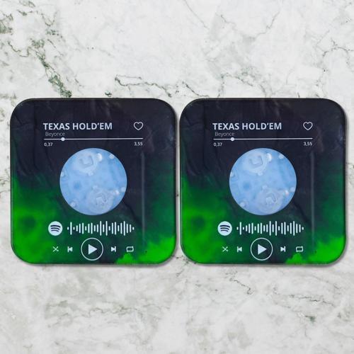 Epoksili Işıklı Kare Tasarım Kendi Müziğini Yarat Karekodlu Spotify Yeşil Bardak Altlığı 2 li
