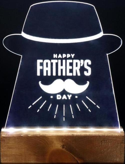 Happy Fathers Day Led Işıklı Pleksi Kişiye Özel Gece Lambası Babalar Günü Hediyesi