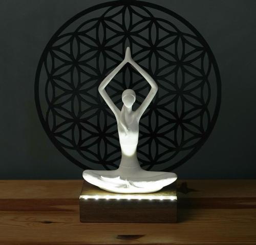 Işıklı Kişiselleştirilebilir Yaşam Çiçeği Yoga Yapan Kadın Biblo Gece Lambası  Dekoratif Obje Siyah