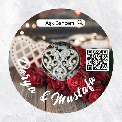 Işıklı Kişiselleştirilebilir Kendi Müziğini Yarat Karekodlu Kalpli Gül Pleksi Bardak Altlığı
