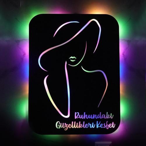 Işıklı Kişiselleştirilebilir Kadın Temalı Tablo Fragile Dekoratif Gece Lambası 40 cm