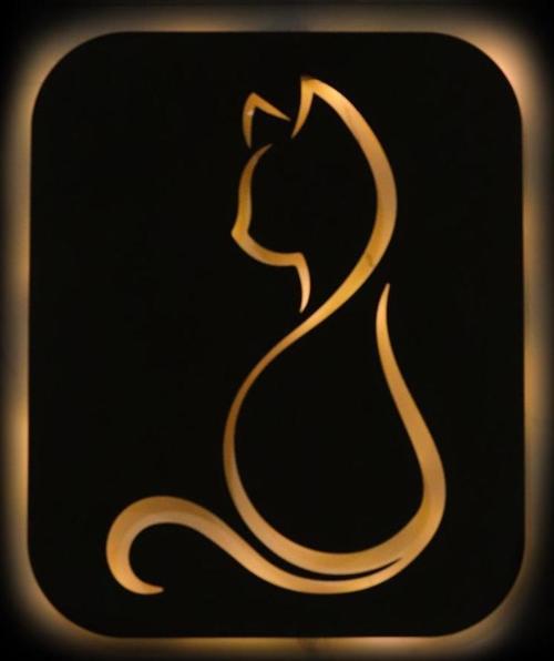 Işıklı Kişiselleştirilebilir Kedi Temalı Tablo Gayne Dekoratif Gece Lambası 60 cm