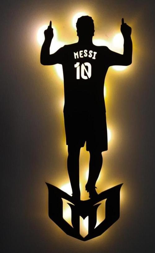 Işıklı Lionel Messi Figürlü Spor Temalı Tablo Duvar Dekorlu Gece Lambası