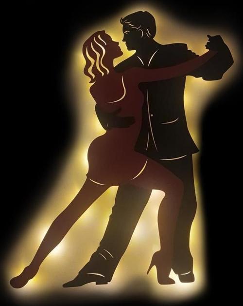 Işıklı Dans Eden Çift Temalı Tablo Amor Dekoratif Gece Lambası 80 cm