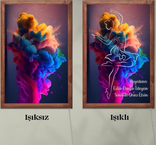 Işıklı Pleksi Dans Temalı Sürpriz Tablo Soyut Dans Eden Kız Dekoratif Ayaklı Biblo