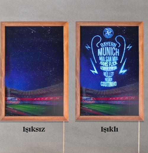 Işıklı Pleksi Futbol Temalı Sürpriz Tablo FC Bayern München Dekoratif Ayaklı Biblo