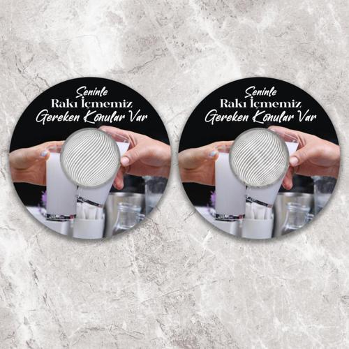 Işıklı Seninle Rakı İçmemiz Gereken Konular Var Bardak Altlığı 2 li