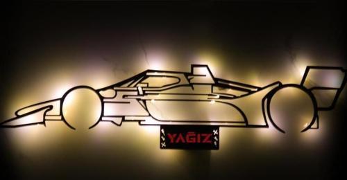 Işıklı Kişiselleştirilebilir Araba Temalı Tablo Formula 1 F1 Dekoratif Gece Lambası 80 cm