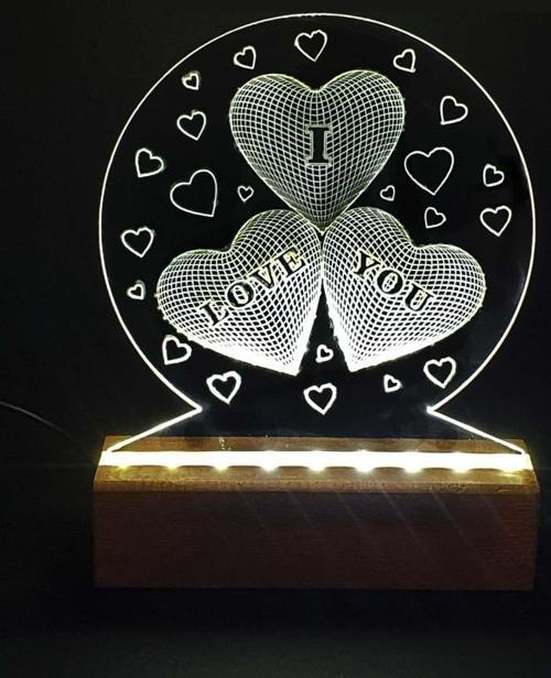 3d Kalpli Led Işıklı Pleksi Kişiye Özel Gece Lambası