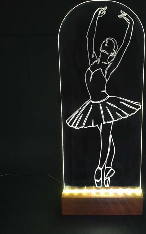 Balerin Led Işıklı Pleksi Kişiye Özel Gece Lambası