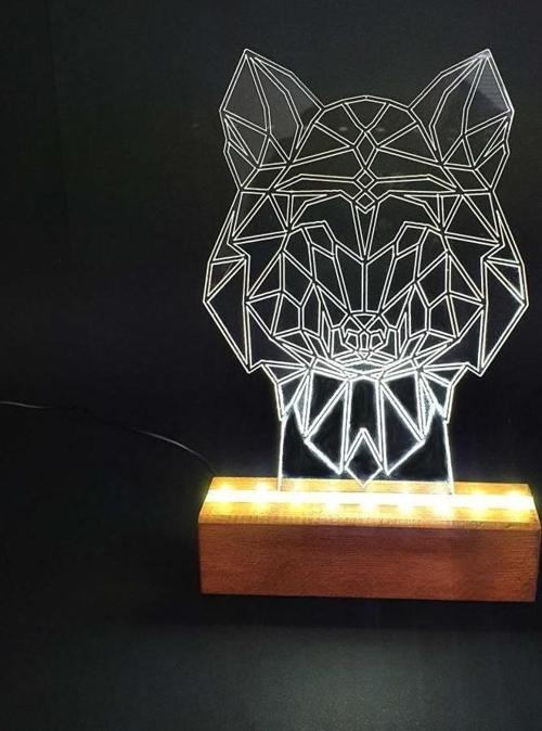 Kurt Led  Işıklı  Pleksi Gece Lambası
