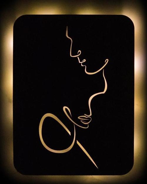 Işıklı Kişiselleştirilebilir Çift Temalı Tablo Vivian Dekoratif Gece Lambası 60 cm