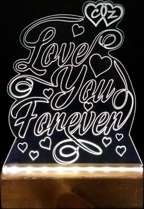 Love You Forever Işıklı Pleksi Kişiye Özel Gece Lambası Sevgililer Günü Hediyesi