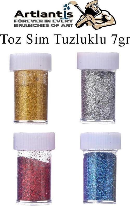 Altın Gümüş Kırmızı Mavi Toz Sim Tuzluklu 7 gr 4 Adet Renkli Toz Sim Epoksi Reçine Okul Etkinlik Dekarasyon Slime