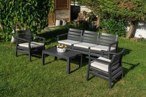 SY-2493 Solemare 3'lü Bahçe Oturma Grubu Koltuk Takımı  Antrasit (116)