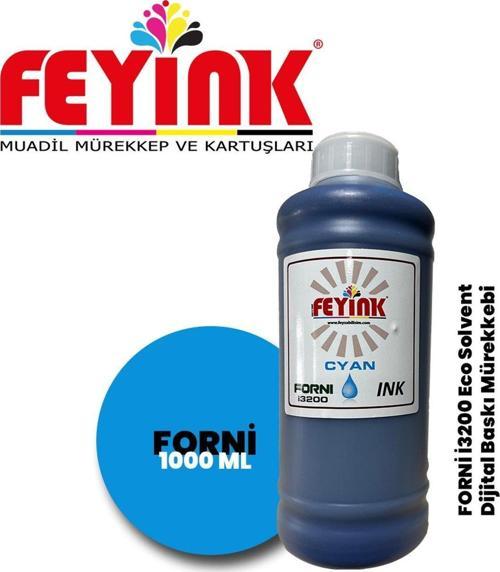 ® Forni Ecosolvent Dijital Baskı Mürekkebi Epson İ3200 Kafa Uyumlu Cyan (Mavi) -1000ml-