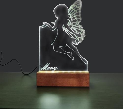 Peri Led Işıklı Pleksi Kişiye Özel Gece Lambası
