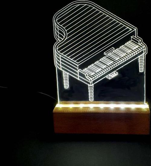 Piyano Led Işıklı Pleksi Kişiye Özel Gece Lambası
