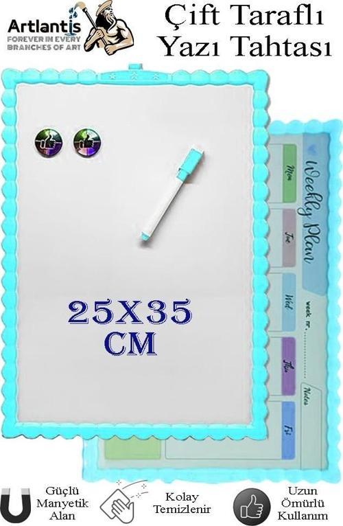 Manyetik Çift Taraflı Yazı Tahtası Renkli 25x35 cm 1 Adet Çocuklar için Silinebilir Mıknatıslı Yazı Tahtası Plastik