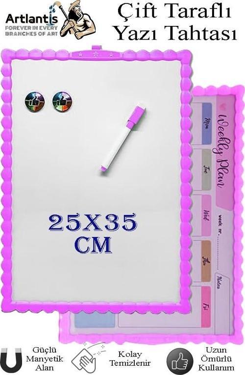 Manyetik Çift Taraflı Yazı Tahtası Renkli 25x35 cm 1 Adet Çocuklar için Silinebilir Mıknatıslı Yazı Tahtası Plastik