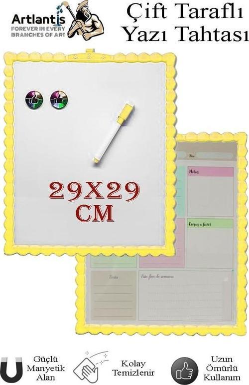 Manyetik Çift Taraflı Yazı Tahtası Renkli 29x29 cm 1 Adet Çocuklar için Silinebilir Mıknatıslı Yazı Tahtası Plastik