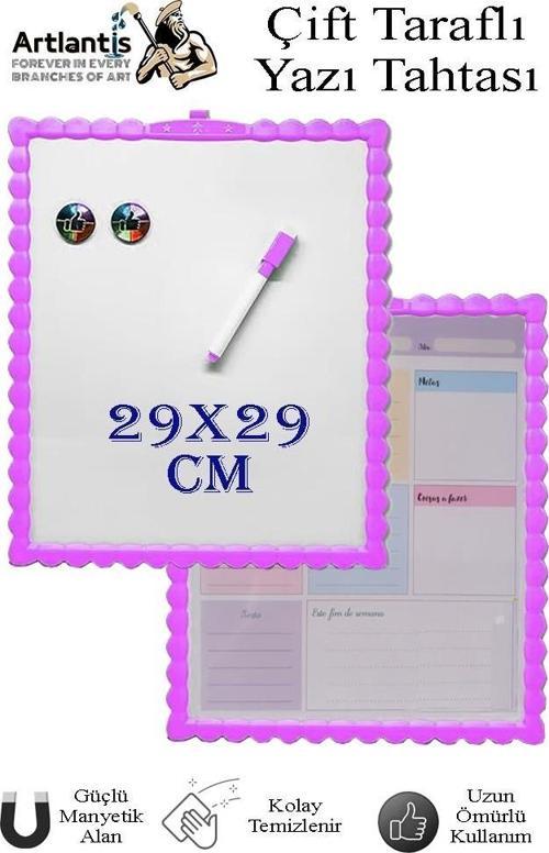 Manyetik Çift Taraflı Yazı Tahtası Renkli 29x29 cm 1 Adet Çocuklar için Silinebilir Mıknatıslı Yazı Tahtası Plastik