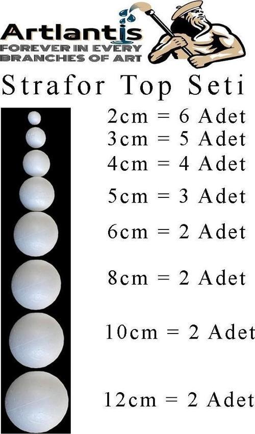 Strofor Köpük Top 2cm 3cm 4cm 5cm 6cm 8cm 10cm 12cm 26 Adet Yuvarlak Strafor Top Küre Okul Deney Köpük Toplar