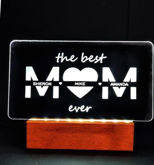 The Best MOM Ever Led Işıklı Pleksi Kişiye Özel Gece Lambası