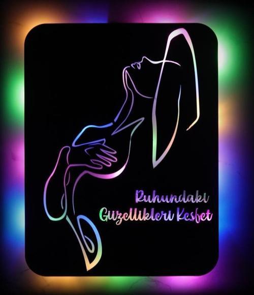 Işıklı Kişiselleştirilebilir Kadın Temalı Tablo Cleo Dekoratif Gece Lambası 80 cm