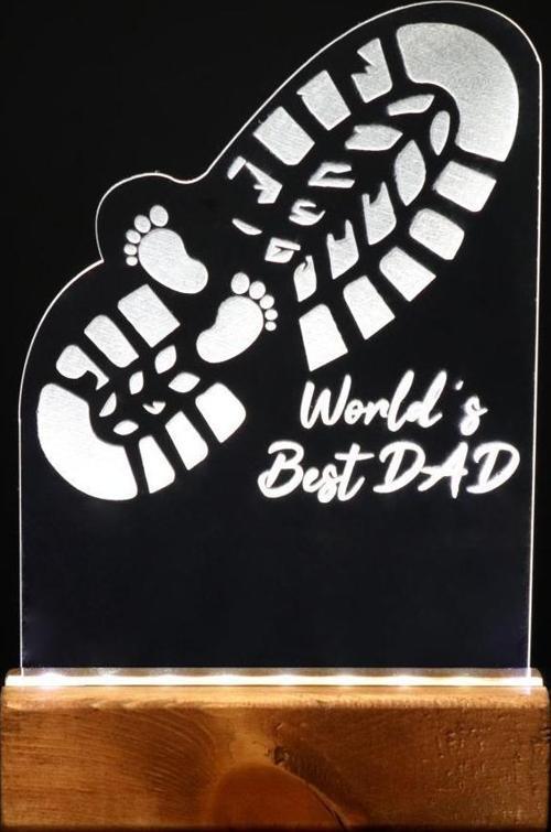 World Best Dad Led Işıklı Pleksi Kişiye Özel Gece Lambası Babalar Günü Hediyesi