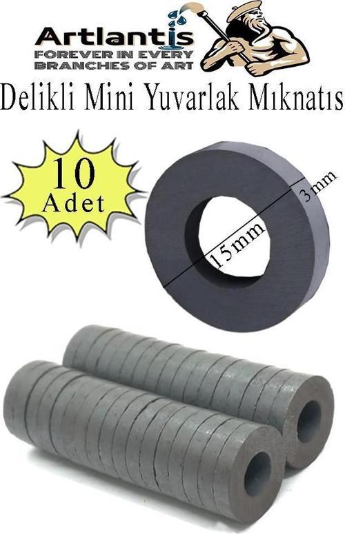 Yuvarlak Delikli Mıknatıs Mini 10 Adet 15x3 mm Mini Mıknatıs Seramik Kömür Mıknatıs Nişan Düğün Sünnet Çok Amaçlı Süslem