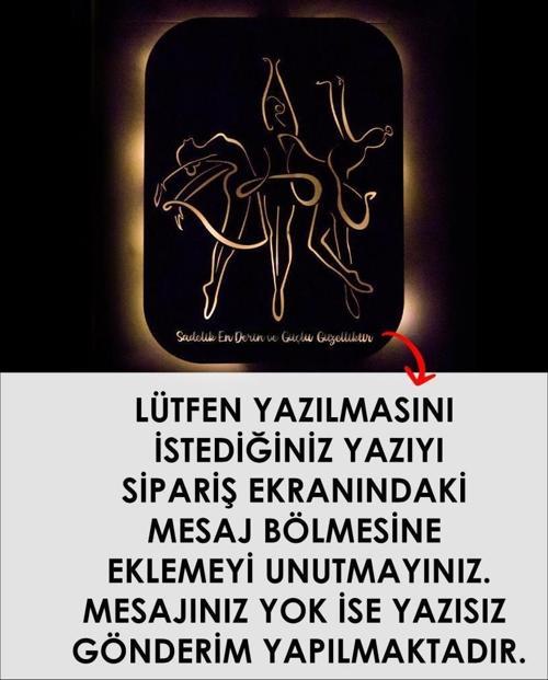 Işıklı Kişiselleştirilebilir Kadın Temalı Tablo Dans Eden Kızlar Dekoratif Gece Lambası 60 cm