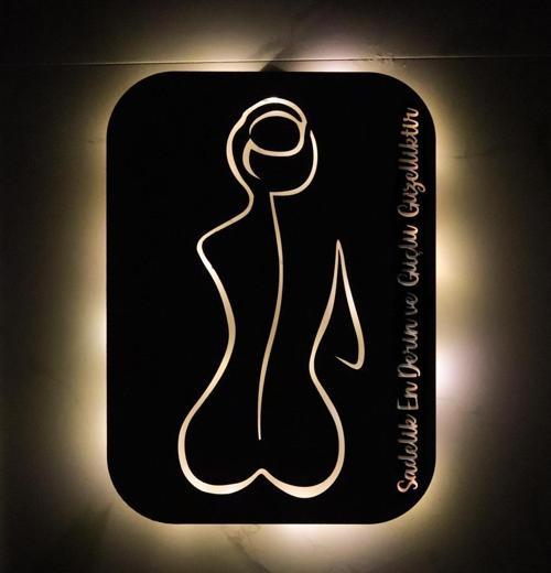 Işıklı Kişiselleştirilebilir Kadın Temalı Tablo Emery Dekoratif Gece Lambası 80 cm