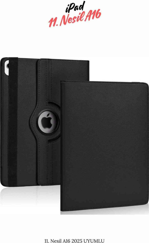 iPad 11. Nesil 2025 A16 Uyumlu 360° Yatay Dikey Dönebilen Deri Tablet Kılıfı